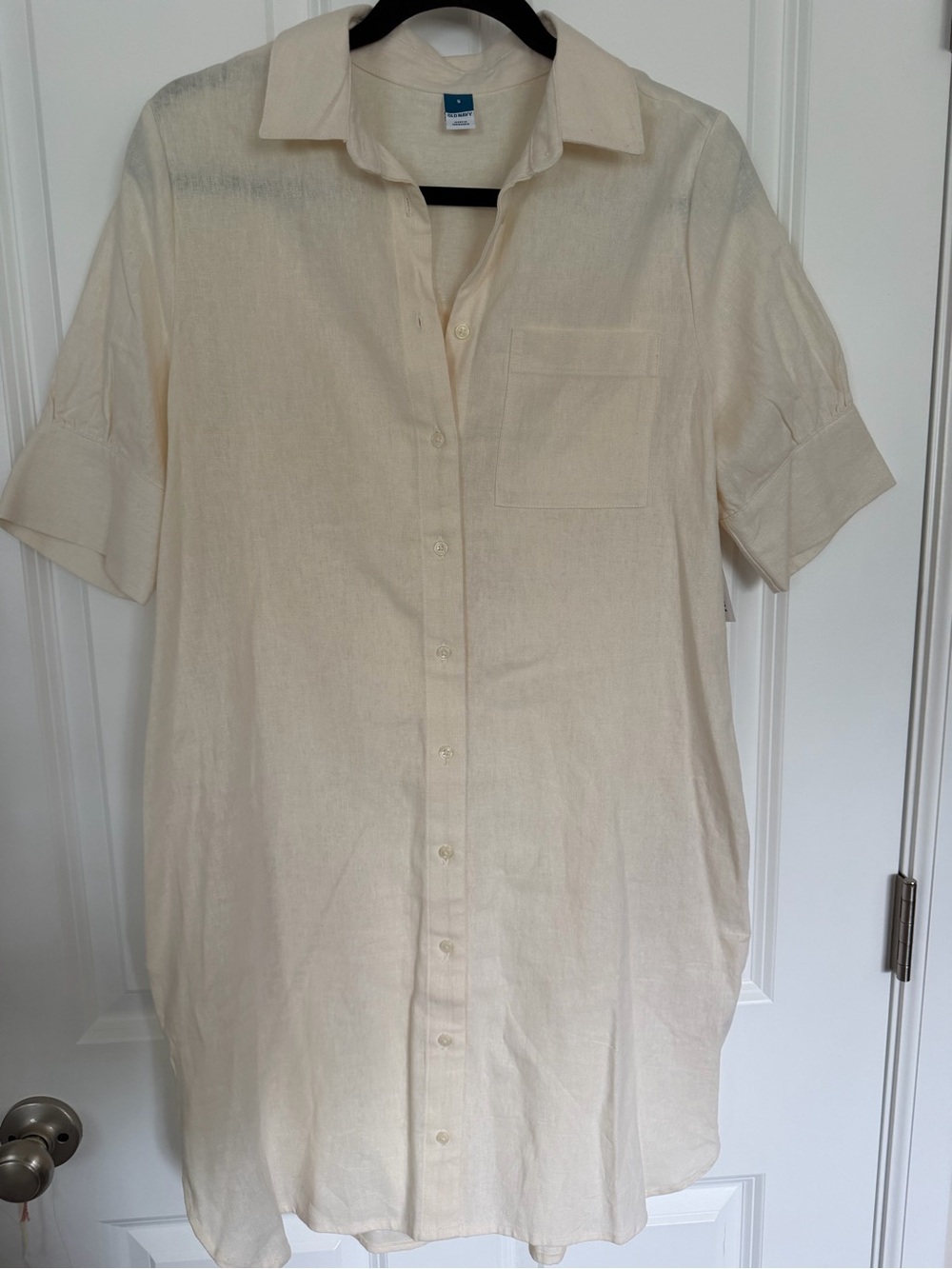 Old Navy Cream Linen Button-Down Shirt Dress Size S